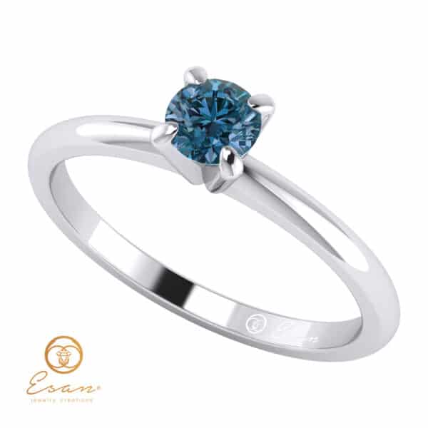 Inel de logodna din aur cu diamant albastru ES35