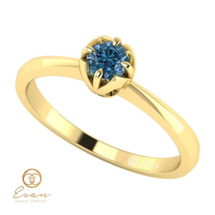 Inel de logodna din aur cu diamant albastru ES34