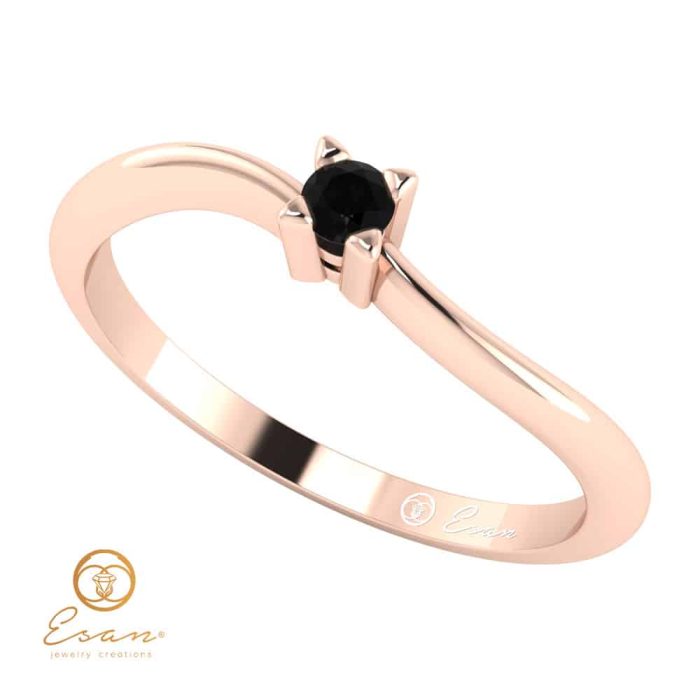 Inel de logodna din aur cu diamant negru ES33