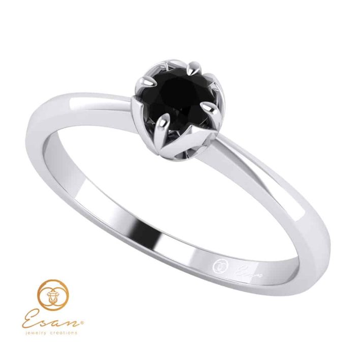 Inel de logodna din aur cu diamant negru ES34