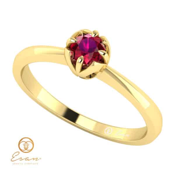 Inel de logodna din aur cu rubin ES34