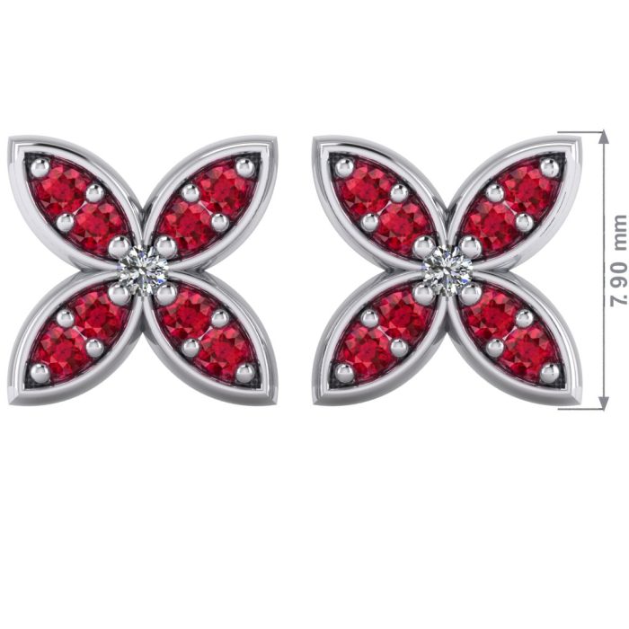 Cercei din aur cu diamant si rubine DIAIRR ESC17
