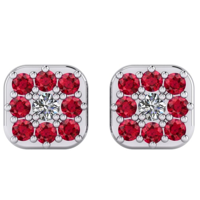 Cercei din aur alb cu rubin si diamant ESC24