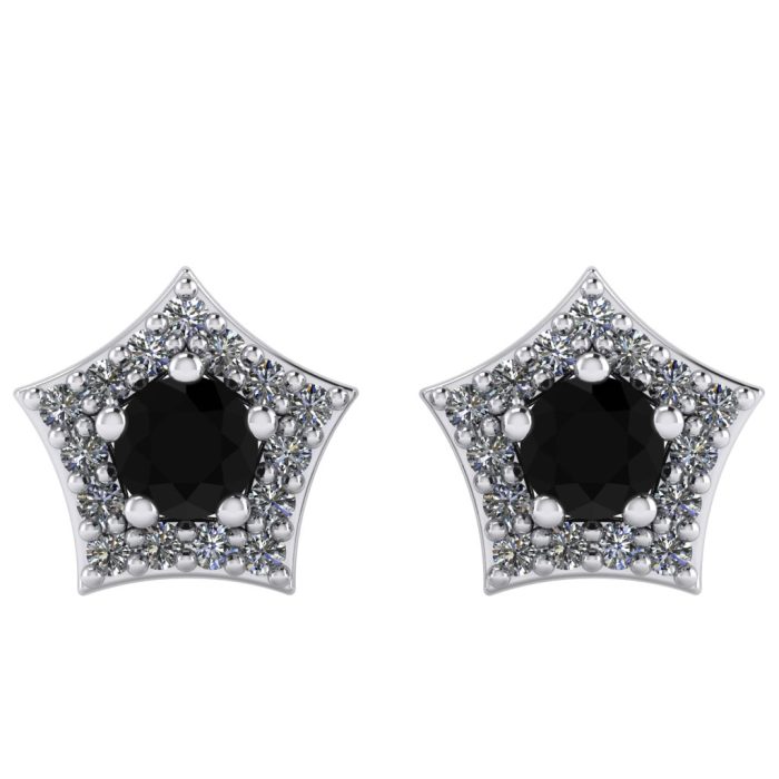 Cercei cu diamante negre si diamant din aur model stea  ESC29