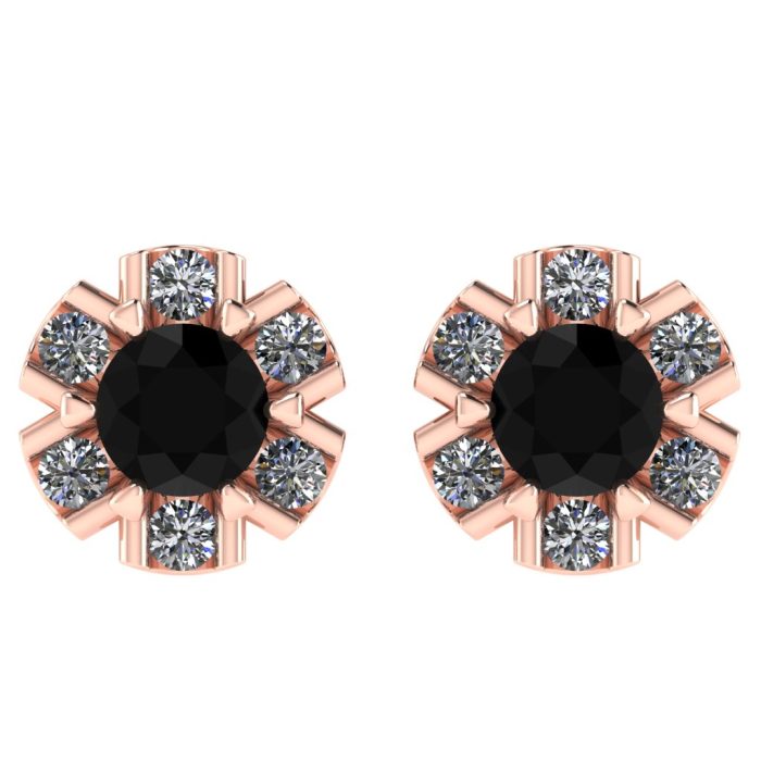 Cercei din aur cu diamant negru si diamante ESC33