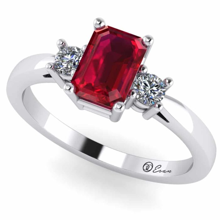 Inel de logodna din aur cu rubin emerald si diamante ES153