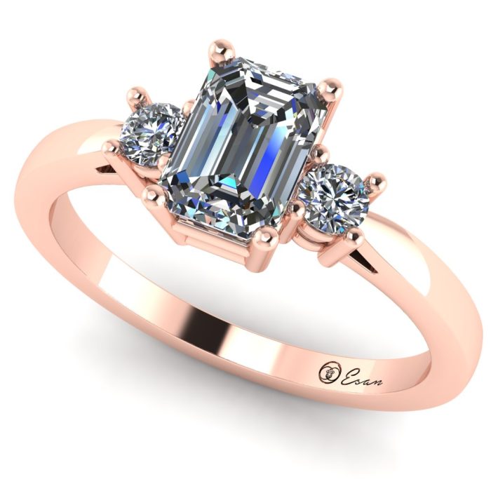 Inel de logodna din aur cu diamant emerald si diamante ES153