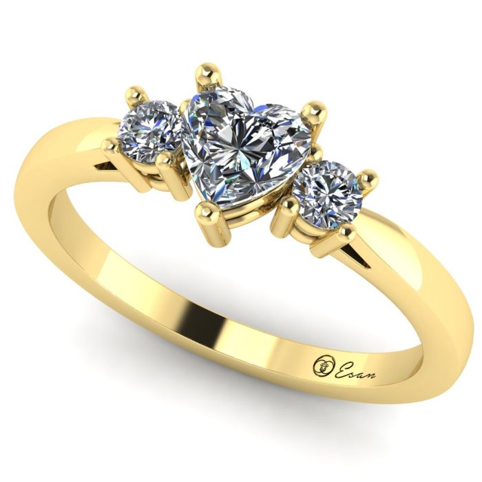 Inel de logodna din aur cu diamant inima si diamante ES153