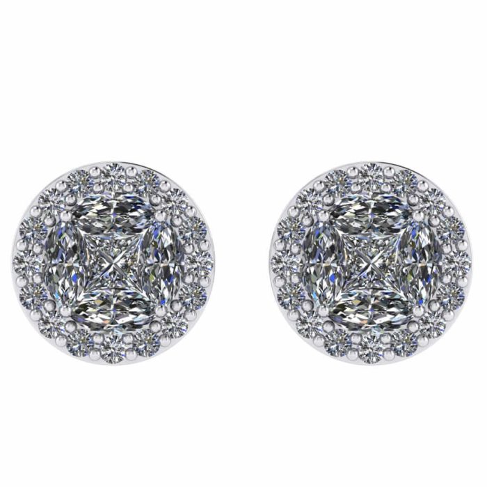 Cercei cu diamant marquise patrat rotund din aur ESC27