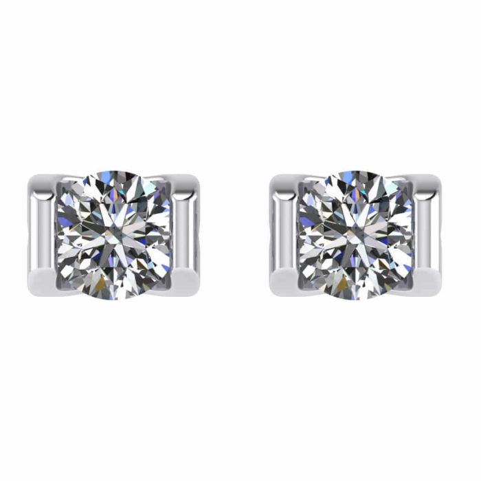 Cercei din aur alb cu diamant rotund stud ESC30