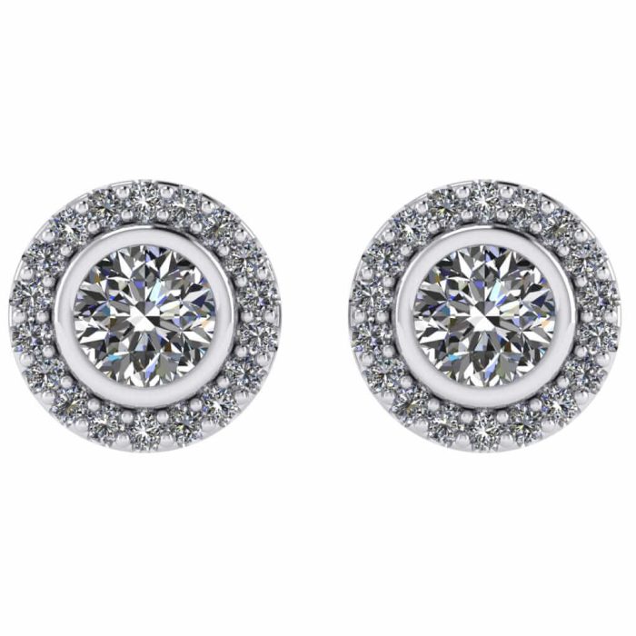 Cercei din aur cu diamant anturaj solitaire ESC68