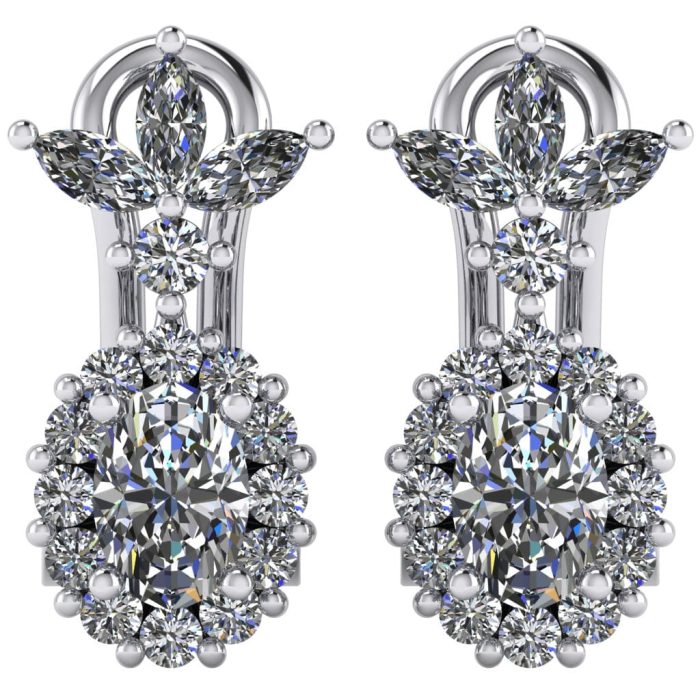 Cercei din aur cu diamant oval si diamante marquise ESC51