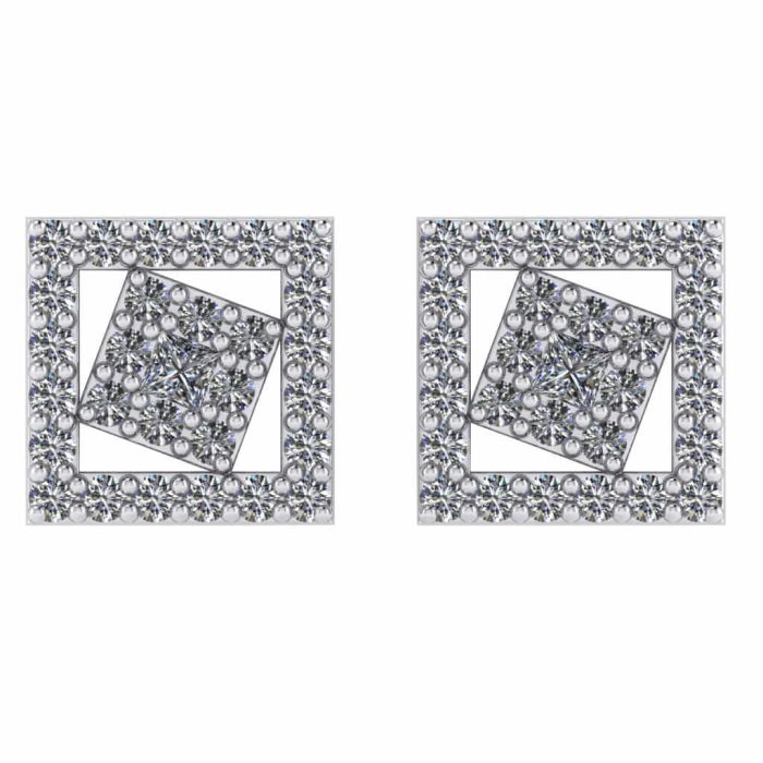 Cercei din aur cu diamant patrat model patrat cu surub ESC66