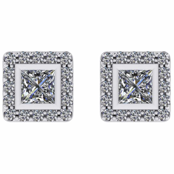 Cercei din aur cu diamant patrat si diamant rotund 2 in 1 ESC76