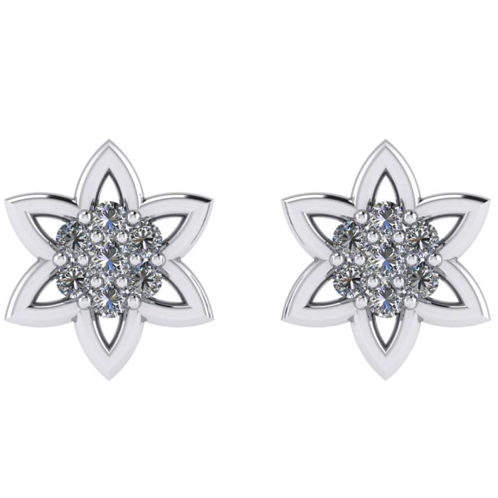 Cercei cu diamant din aur model floare ESC8