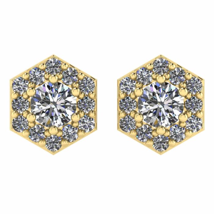 Cercei din aur galben cu diamante model hexagon ESC32