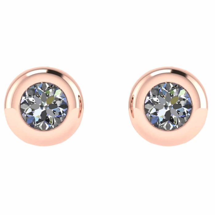Cercei din aur roz cu diamant caseta bezel ESC43