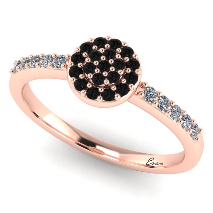 Inel din aur aniversal cu diamante si diamante negre ES181