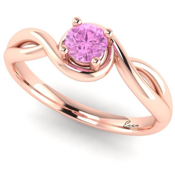 Inel aur cu diamant roz logodna rasucit ES159