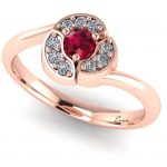 Inel logodna rubin si diamante aur model floare ES162