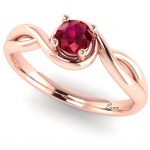 Inel logodna cu rubin rotund din aur roz ES159