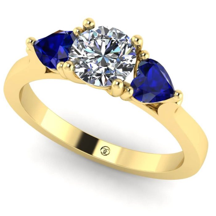 Inel logodna cu diamant si safir inima din aur ES211