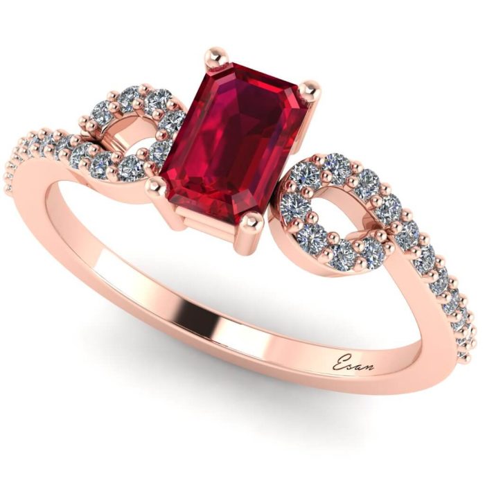 Inel logodna rubin emerald si diamante incolore ES192
