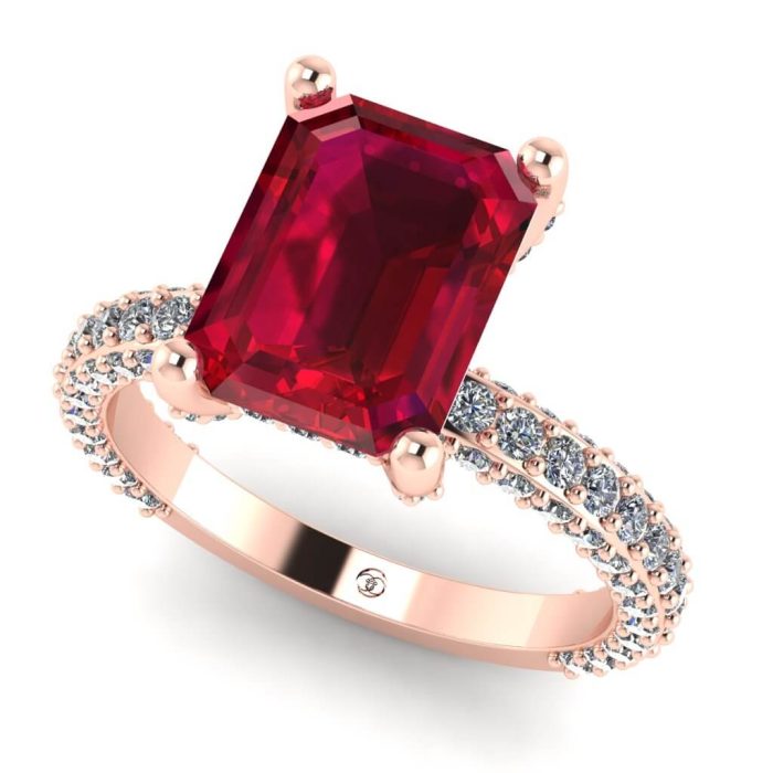 Inel din aur cu rubin emerald si diamante luxury ES226