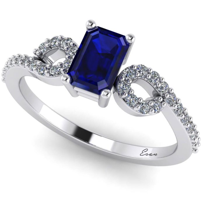 Inel logodna safir emerald si diamante ES192