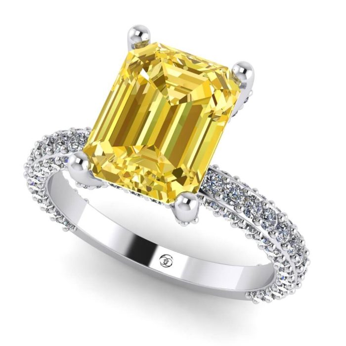 Inel din aur cu safir galben si diamante luxury ES226