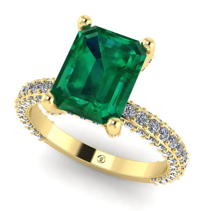 Inel din aur cu smarald emeland si diamante luxury ES226