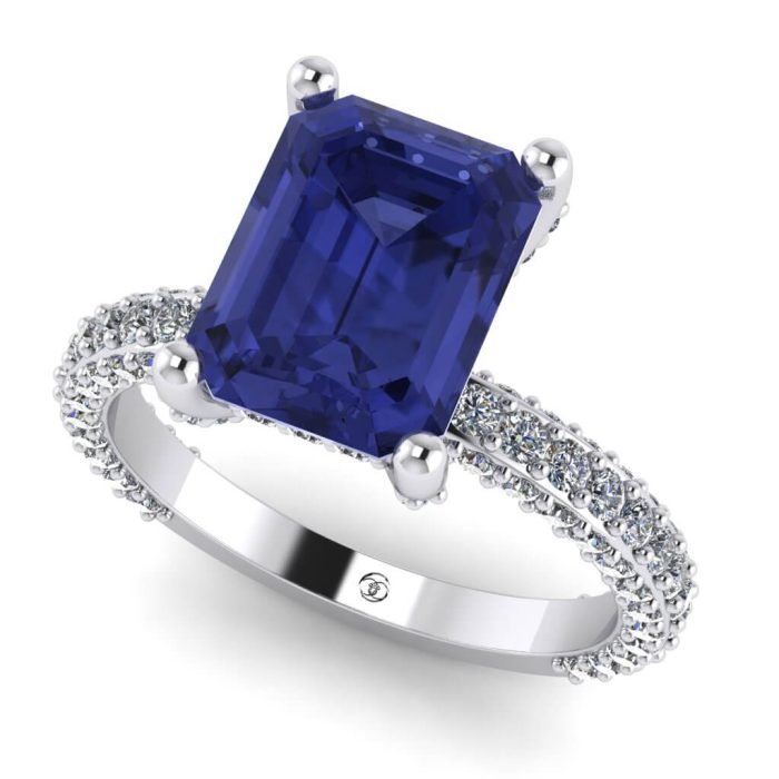 Inel din aur cu tazanit emerald si diamante luxury ES226