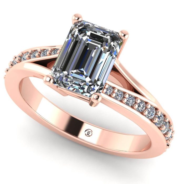 Inel logodna cu diamant alb emerald si diamante aur ES252
