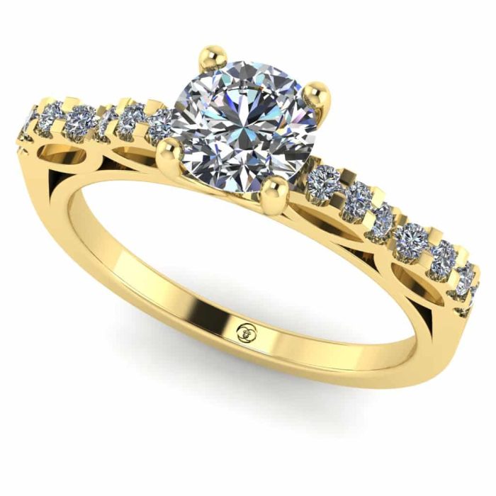 Inel logodna cu diamant si diamante aur galben infinit ES259