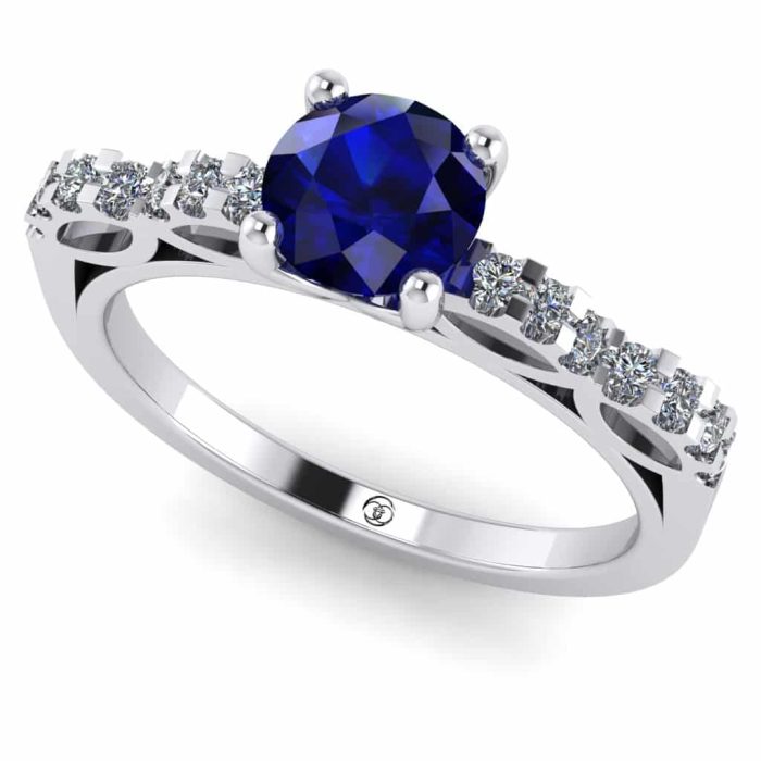 Inel logodna cu safir si diamante aur alb infinit ES259