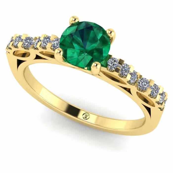 Inel logodna cu smarald si diamante aur infinit ES259