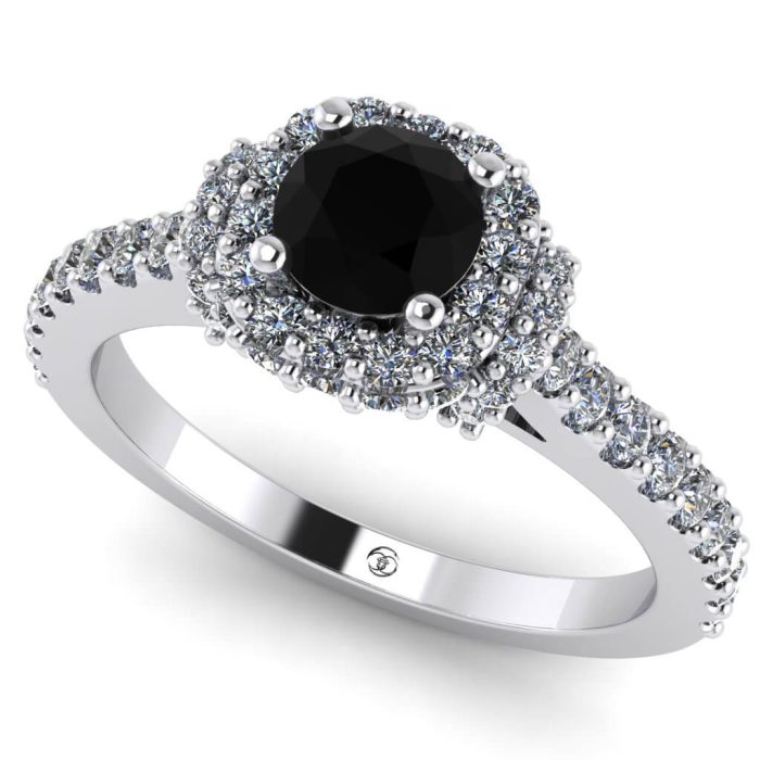 Inel logodna diamant negru din aur alb ES249