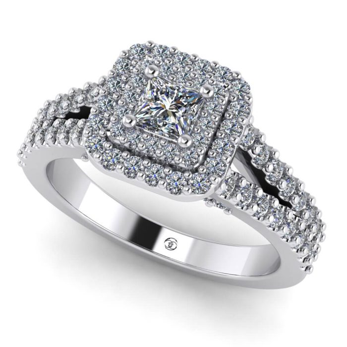 Inel logodna aur alb cu diamant patrat ES247
