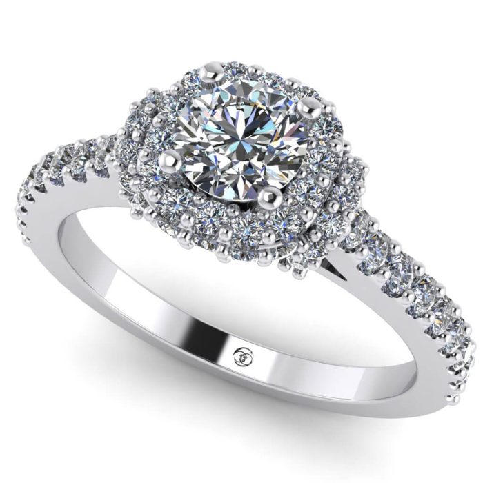 Inel logodna diamant alb si diamante din aur anturaj vintage ES249