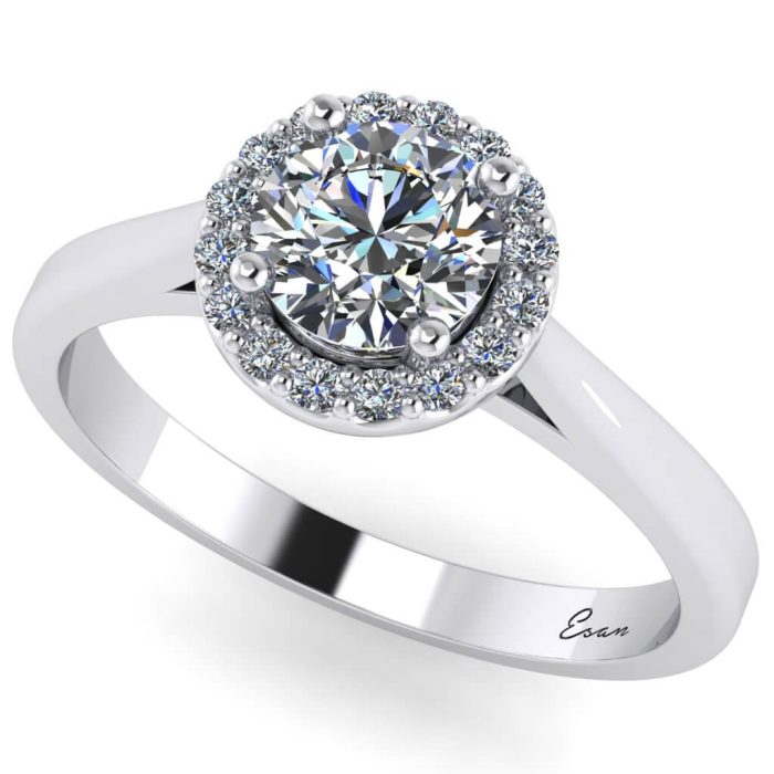 Inel de logodna cu diamant si diamante aur alb ES200