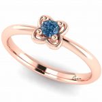 Inel din aur logodna cu diamant albastru floare ES156