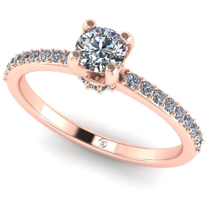 Inel logodna diamant rotund si diamante 750 aur ES214