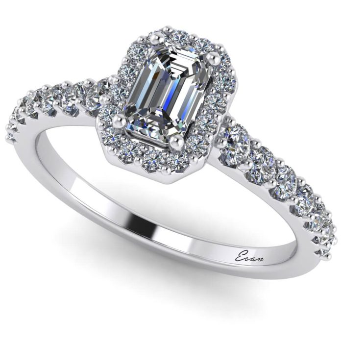 Inel din aur diamant dreptunghi logodna anturaj ES175