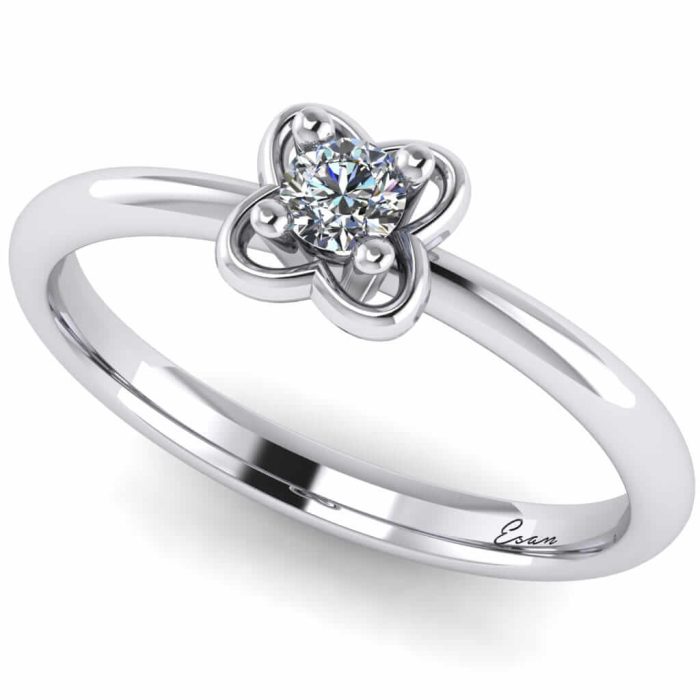 Inel din aur logodna cu diamant albastru floare ES156
