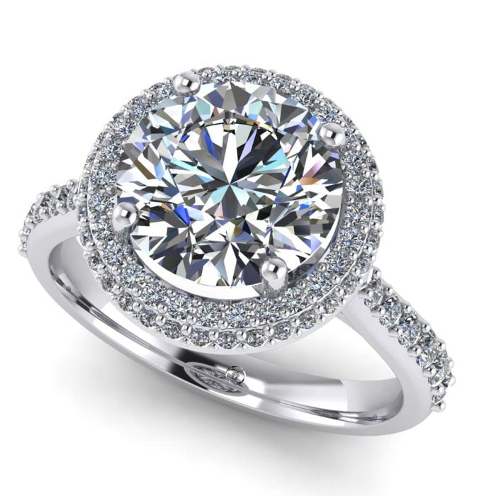 Inel din aur diamant natural si diamante aniversal pave ES261