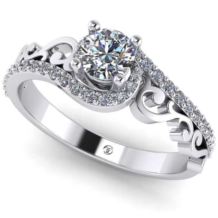 Inel rubin logodna aur galben si diamante pave ES261