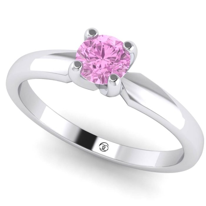 Inel logodna diamant roz rotund clasic din aur ES232