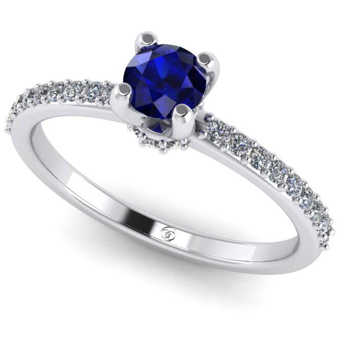 Inel safir si diamante aur alb logodna ES214