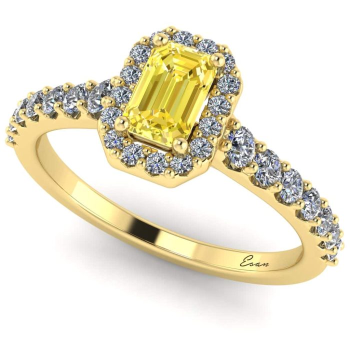 Inel din aur diamant galben dreptunghi logodna ES175