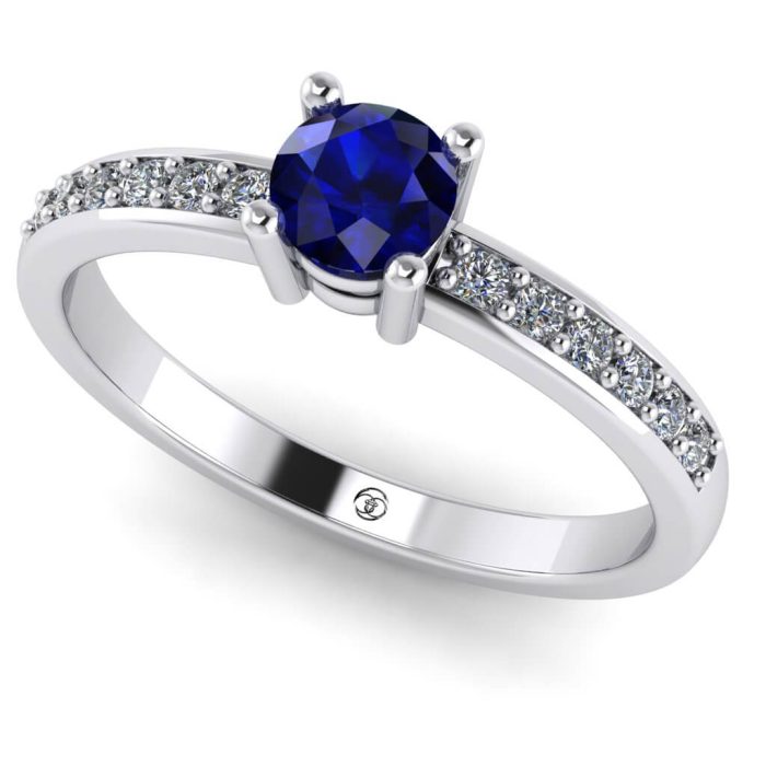 Inel safir logodna diamante aur alb ES234
